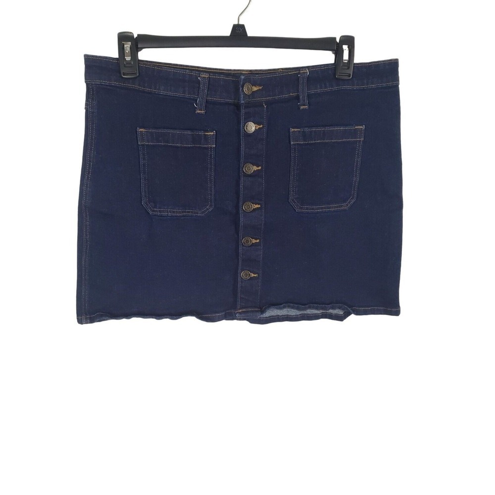 Gap Denim Skirt‎ 16/33 Womens Plus Size Mini Button Front Dark Wash